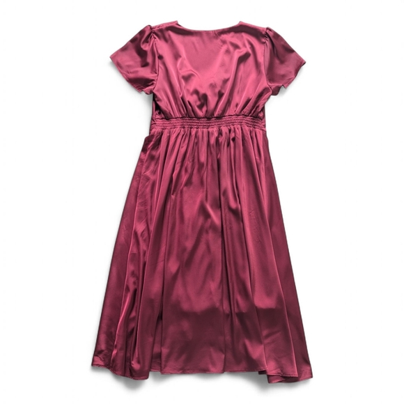 Baltic Born M Women's Poppy Satin Dress Tie Front Floaty V-neck Midi Womens XL - Picture 5 of 14